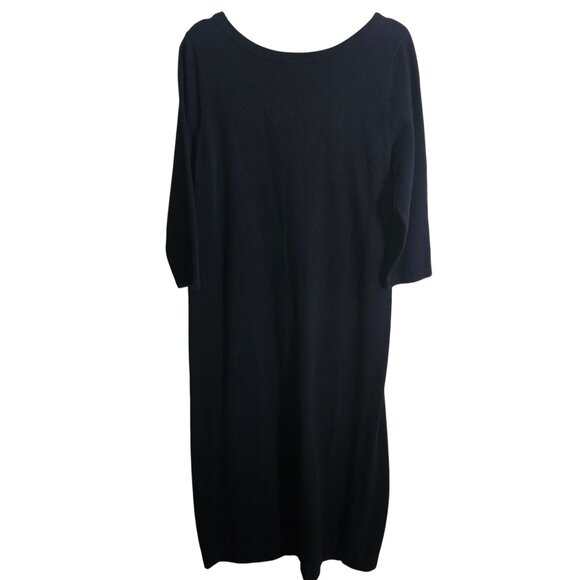 J. Jill Black Ponte Knit Cotton Silk Blend Sheath Maxi Dress Versatile Size L - Picture 3 of 6